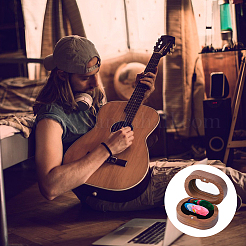 1Pc Oval Wooden Storage Boxes with Magnetic Visible Window Lids for Guitar Picks&nbsp;OBOX-DC0001-04