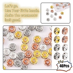 40Pcs 4 Colors Brass with Crystal Rhinestone Spacer Beads&nbsp;KK-YW0001-39