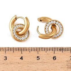 304 Stainless Steel Micro Pave Cubic Zirconia Dangle Hoop Earrings for Women&nbsp;SA-A003-01G