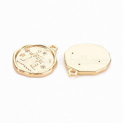 Brass Micro Pave Clear Cubic Zirconia Pendants&nbsp;KK-N231-241-NF