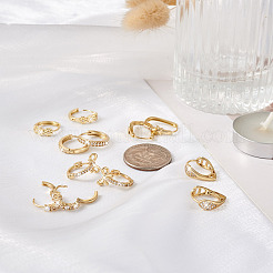 6Pairs 6 Styles Cubic Zirconia Hoop Earrings&nbsp;EJEW-YS0001-02