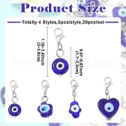 20Pcs 4 Styles Handmade Evil Eye Lampwork Pendant Decorations&nbsp;HJEW-YW00316