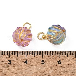 Baking Paint and Golden Metal Enlaced Glass Pendants&nbsp;PALLOY-JF05670-02