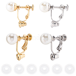 24Pcs 2 Colors 316 Surgical Stainless Steel Clip-on Earring Converters Findings&nbsp;STAS-SC0010-34A