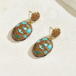 Vintage Natural Turquoise Dangle Stud Earrings&nbsp;RA9343