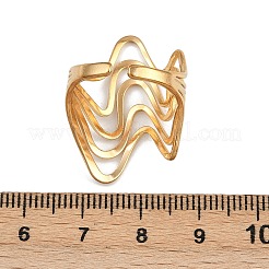 304 Stainless Steel Adjustable Open Cuff Rings for Women&nbsp;RJEW-K303-03G