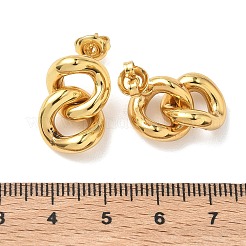 Curb Chain 304 Stainless Steel Stud Earrings for Women&nbsp;EJEW-K333-29G