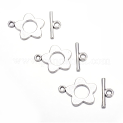 Flower Tibetan Style Alloy Toggle Clasps&nbsp;LS-A0977Y