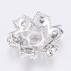 Brass Micro Pave Cubic Zirconia Bead Caps&nbsp;ZIRC-K075-52P