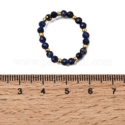 Natural Sodalite Beaded Stretch Rings for Women&nbsp;RJEW-JR00868-04