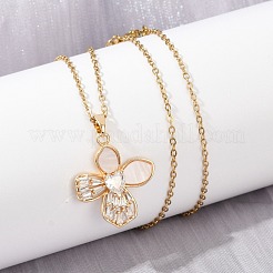 Brass Micro Pave Cubic Zirconia Plastic Imitation Shell Pendant Neckalces&nbsp;NJEW-C076-09G