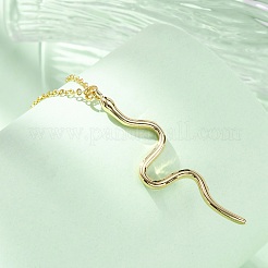 Brass Snake Pendant Cable Chain Necklaces for Women&nbsp;LS-NJEW-S438-01B-G
