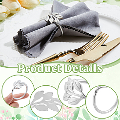 60Pcs Christmas Theme Alloy Leaf Napkin Rings&nbsp;AJEW-PB0001-03P