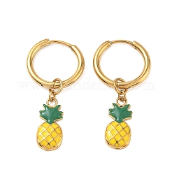 Fruit 304 Stainless Steel Enamel Hoop Dangle Earrings&nbsp;EJEW-T059-01B