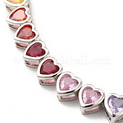 Colorful Cubic Zirconia Heart Pendant Necklace&nbsp;NJEW-E074-03P