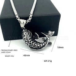 Vintage Fish 304 Stainless Steel Pendant Necklaces for Women Men&nbsp;ZR4097