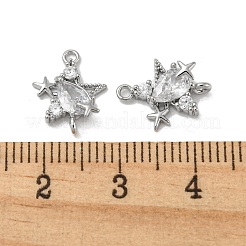 Brass Pave Clear Cubic Zirconia Connector Charms&nbsp;KK-H460-19P