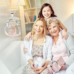 Heart Pendant Necklace Mother and Daughter Sitting Side-by-Side Necklace Cute Hollow Heart Dangle Necklace Charms Jewelry Gifts for Women Mother's Day Christmas Birthday Anniversary&nbsp;JN1099A