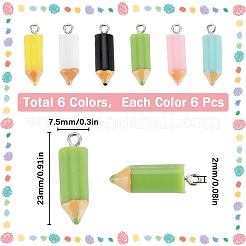 36Pcs 6 Colors Opaque Resin Pendants&nbsp;RESI-SC0002-92
