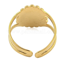 Ion Plating(IP) Flower 304 Stainless Steel Open Cuff Rings for Women&nbsp;RJEW-A044-01C-G
