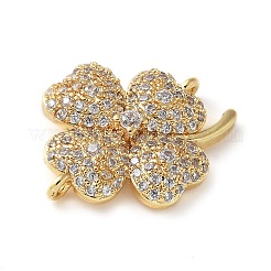 Brass Micro Pave Clear Cubic Zirconia Connector Charms&nbsp;KK-C086-04G