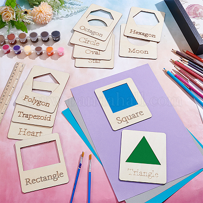 12Pcs MDF Geometric Shape Template&nbsp;DIY-UN0007-96B-1