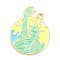 Alloy Enamel Pendants, Golden, Flat Round with Statue of Liberty Pattern, Champagne Yellow, 27x22x1.5mm, Hole: 1.8mm
