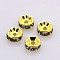 Brass Rhinestone Spacer Beads, Cadmium Free & Lead Free, Grade A, Straight Flange, Golden Metal Color, Rondelle, Tanzanite, 8x3.8mm, Hole: 1.5mm