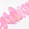 Electroplated Natural Quartz Crystal Bead Strands, Nuggets, Dyed, 21x5x5mm,Hole:1.50mm