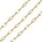 Rack Plating Brass Dapped Chains, with Enamel, with Spool, Soldered Lead Free & Cadmium Free, Real 18K Gold Plated, White, 4x2x1mm