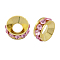 Brass Rhinestone Spacer Beads, Cadmium Free & Lead Free, Grade A, Rondelle, Golden Metal Color, Light Rose, 9x4mm, Hole: 4mm