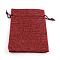 Burlap Packing Pouches Drawstring Bags, Dark Red, 13.5~14x9.5~10cm