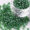 6/0 Glass Seed Beads, Trans. Colours Lustered, Round, Green, 4mm, Hole: 1.5mm, about 4500pcs/pound