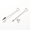Brass Split Eye Pin, Arrow, Silver, 52~62x6mm, Hole: 2.7~4mm, Pin: 1.4~1.5mm