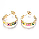 Brass Enamel Stud Earrings&nbsp;EJEW-T014-07G-NF-2