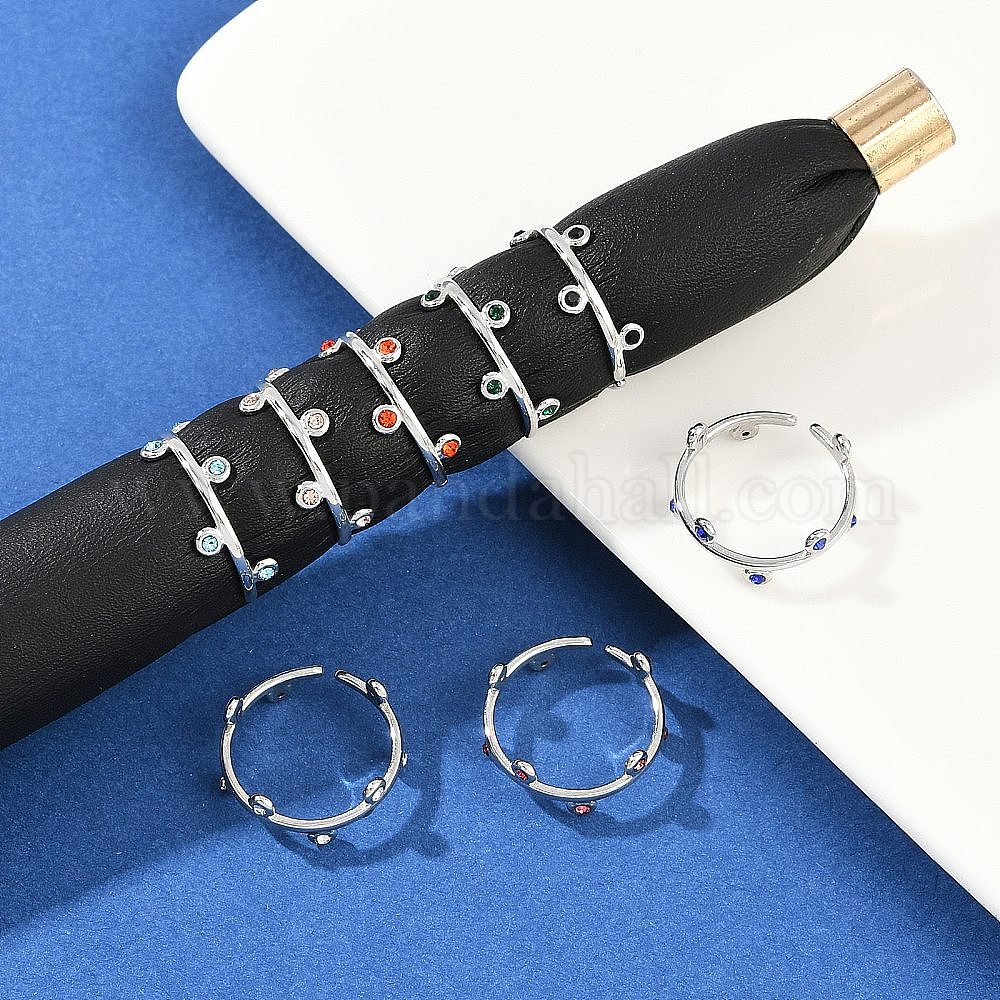 Wholesale 304 Stainless Steel Rhinetsone Open Cuff Rings for Women ...
