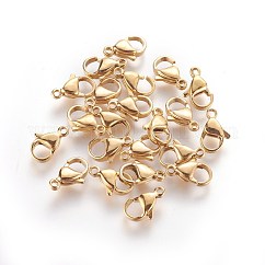 304 Stainless Steel Lobster Claw Clasps, Parrot Trigger Clasps, Manual Polishing, Real 24K Gold Plated, 12x7x4mm, Hole: 1mm