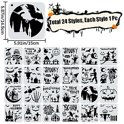 24Pcs 24 Styles PET Plastic Hollow Out Drawing Painting Stencils Templates&nbsp;DIY-WH0409-25