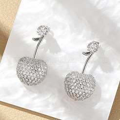 Cherry Brass Micro Pave Cubic Zirconia Stud Earrings&nbsp;EJEW-M077-12P-01