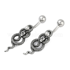 Snake 316 Surgical Stainless Steel Dangle Belly Button Rings&nbsp;EJEW-G416-18B-AS