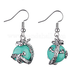 Gemstone Dragon Dangle Earrings&nbsp;EJEW-A092-12P