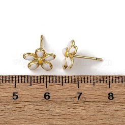 Brass Flower Stud Earrings&nbsp;EJEW-H165-04G-01