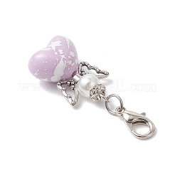 Opaque Acrylic Heart Angel Pendant Decorations&nbsp;HJEW-JM04438