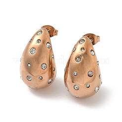 304 Stainless Steel Teardrop Stud Earrings&nbsp;EJEW-B108-05RG-A