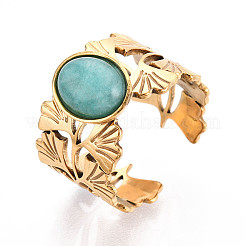 Leaf 304 Stainless Steel Open Cuff Rings&nbsp;RJEW-Z078-21G