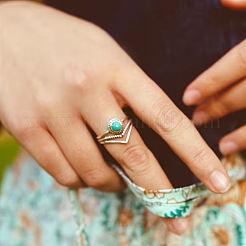Alloy and Synthetic Turquoise Finger Rings&nbsp;FS-WG19095-04