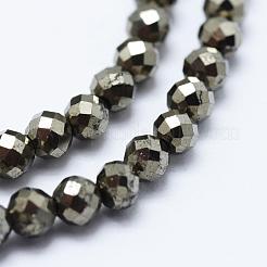 Natural Pyrite Beads Strands&nbsp;G-J369-19-3mm