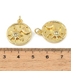 Brass Micro Pave Clear Cubic Zirconia Pendants&nbsp;CU-CBA9175-18G