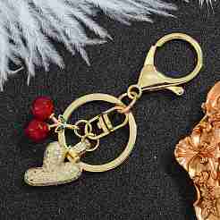 Brass Micro Pave Clear Cubic Zirconia Letter Pendant Keychain&nbsp;KEYC-SW00015-Y
