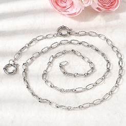4.5MM 201 Stainless Steel Textured Oval Link Chain Necklaces for Unisex&nbsp;NJEW-K302-04P
